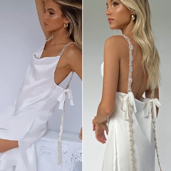 Sisters the Label Sofia Midi Dress in Pearl Silk